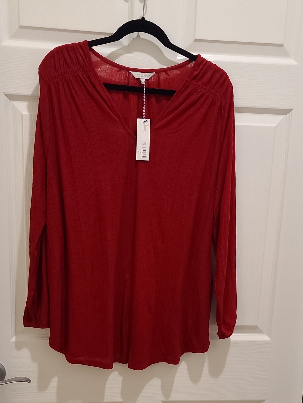 Lucky Brand Deep Red Long-Sleeve V-Neck Tunic